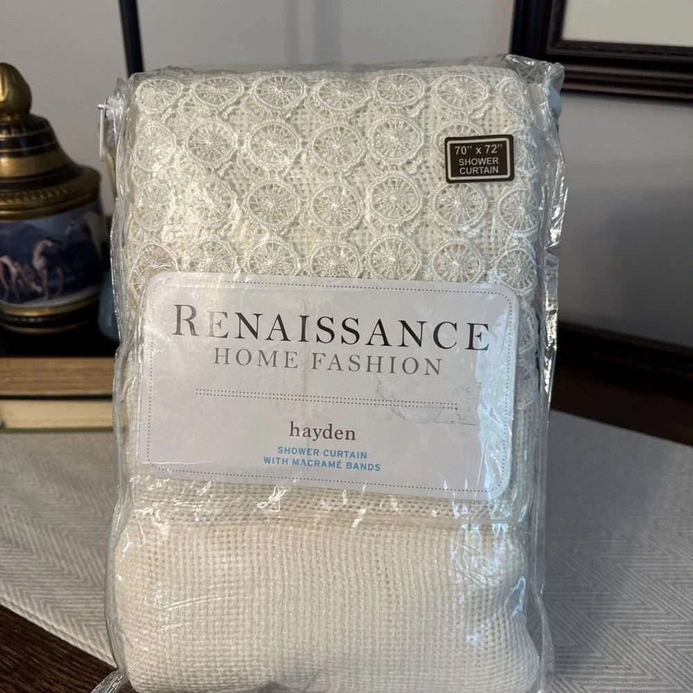 Renaissance‎ Home Fashion Hayden Shower Curtain Macrame Bands 70